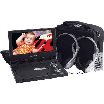 AudioVox D-1988PK 9 Inch Widescreen Portable DVD Player Package System 