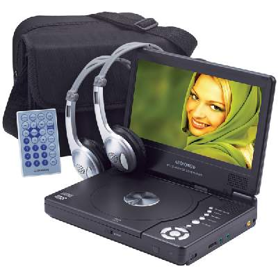 AudioVox D1809PK 8 Inch Portable Slim Line DVD Player Package System 