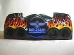 Bassforms SAATI410 4 - 10 Inch Ported Universal SUV Custom Fiberglass Subwoofer Box with Custom Flame Design