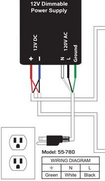 Calrad 55-780 120V Power Plug for 45-100, 45-200,45-250,45-300 Dimmable LED Power Supplies