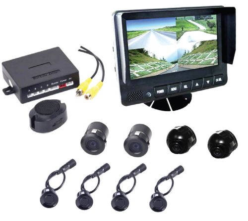 Crimestopper SV-6065 SurroundCam System for Buses, RV's and Trucks w/ 4 Sensor Cameras and Controller for Monitoring Front, Rear and Sides