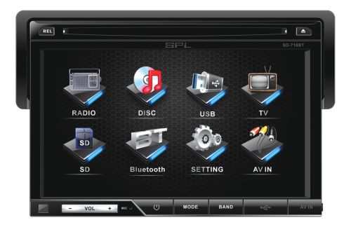 SPL SD-710 Single DIN 7 Touch Screen LCD / DVD AV Receiver with 32GB USB / SD