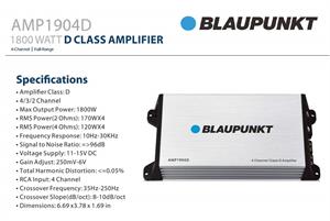 Blaupunkt AMP1901D 1800W RMS at 1 Ohm Amplifier Class D 1-Channel 2000W Max