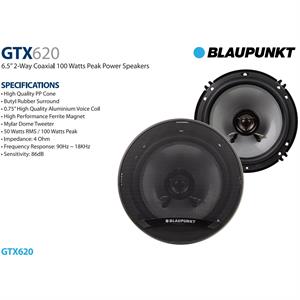 Blaupunkt GTX620 6.5 2-Way 50W RMS Coaxial Speakers 100W Max (Pair)