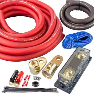 XScorpion PAKE.05R 4000 Watt 0G 100% OFC Red / Black Expert Amplifier Installation Kit Gold Accs