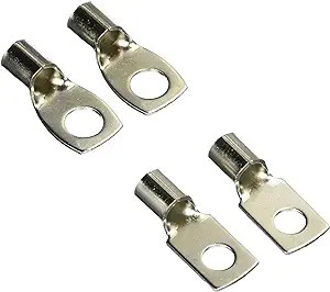 Rockford Fosgate RFST4 4G Seamed Crimp Style Ring Terminal with Sleeves , platinum finish, 4 pack