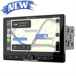 Soundstream VRCPAA-106FW 10.6 Inch Double DIN DVD Head Unit with Bluetooth, Apple CarPlay, Android Auto, and Floating Touch Screen 4V RCA Outputs