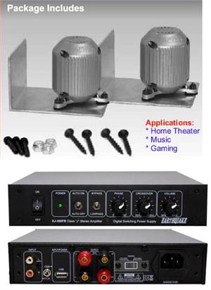 Earthquake MQB-1 K 2 x Mini Quake Mini Shaker / Transducer KIT with XJ-300FR 300W Amplifier for Home, Car, Industrial and Gaming PAIR