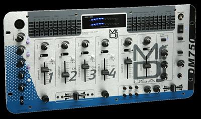 MR DJ DM-750 4-Channel, 19 Inch Rack Mount Stereo DJ Mixer w/ 2 Microphone, 2 Phono, and 8 Line Inputs