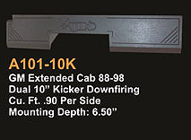 Atrend A101-10K Single 10 Inch Down Fire 88-98 GM EXTENDED CAB Subwoofer Box Carpeted Square Cutout