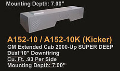 Atrend A152-10K Dual 10 Inch Down Fire 99-07 GM EXTENDED CAB Subwoofer Box Square Cutout Bedliner Finish