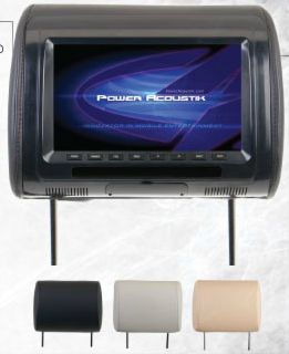 Power Acoustik H-91CC 9 LCD Universal Headrest with Changeable Color Skins Grey, Beige, Black