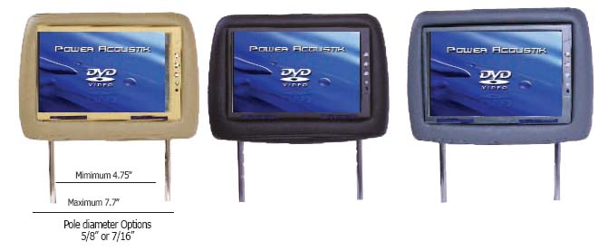 Power Acoustik H-8GR 8.8 Inch Universal Headrest Replacement Gray each