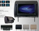 Power Acoustik HDVD-91CC Pre-Loaded 9 Inch LCD/DVD/USB/SD Universal Headrest with Changeable Color Skins Grey, Beige, Black