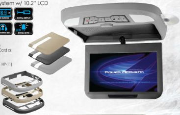 Power Acoustik PMD-102X Ceiling Mount 10.2 Inch LCD/DVD System with USB/SD 3 Color Skins
