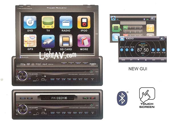 Power Acoustik PTID-8970NRB 7 Inch Single DIN Touch Screen DVD/LCD with Bluetooth, USB Mini, SD Card Slot, 3.5mm Inputs