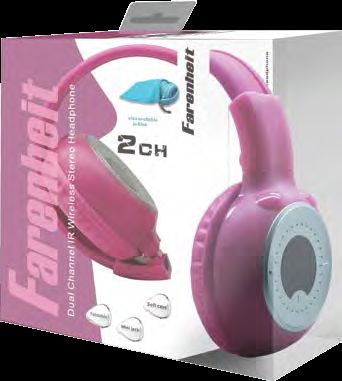 Power Acoustik HP-K2P 2 Channel IR Kids Headphone, Pink each