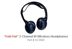 ROSEN AC3640 Fold Flat 2 CHANNEL Wireless IR Headphones