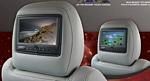 ROSEN 10 FORD EDGE Dual 7 Inch LCD / DVD / Game Custom Headrest Replacements CAMEL W/ Black Stitching