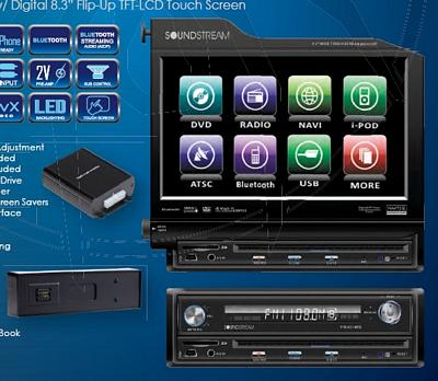 SoundStream VIR-8310NRB  Single Din 8.3 Inch Touch Screen LCD/DVD Receiver with USB/3.5MM, Bluetooth 2.0