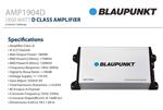 Blaupunkt AMP1901D 1800W RMS at 1 Ohm Amplifier Class D 1-Channel 2000W Max