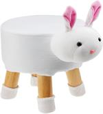 SoundCritter 12 Kids Furniture Plush Animal Stool, Soft Cushioned Animal Shape Ottoman with Built-in Speaker & Nightlight BUNNY