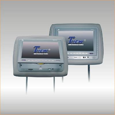 TView T929DVPL-GR 9.2 Inch HEADREST MONITOR W/ DVD PLAYER BUILT IN, USB / SD Card Reader, Grey pair