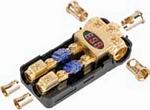 XScorpion DMANL3024G Digital Mini ANL Fused Distribution Block 3 - 1/0G Input to 2 - 4G Output Gold
